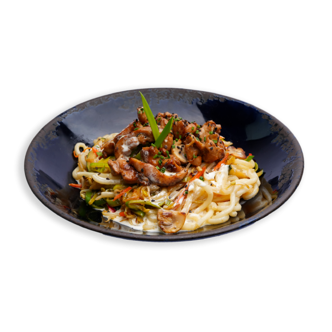 2. WOK SU VIŠTIENA ir grietinėlės padažu